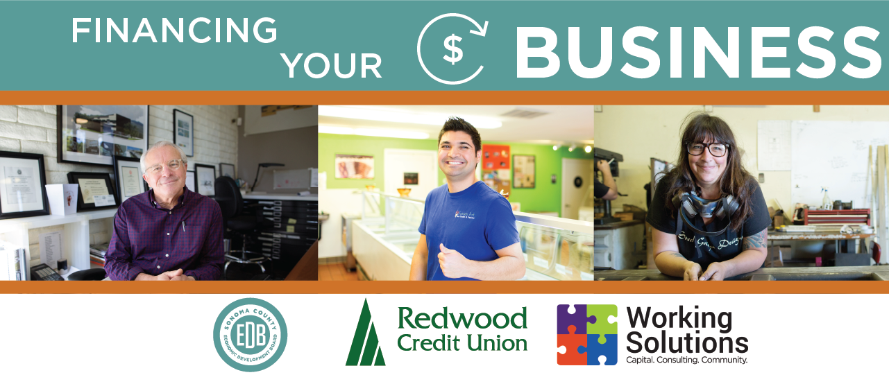 Financing your business. EDB, Redwood Credit Union, Working Solution CDFI