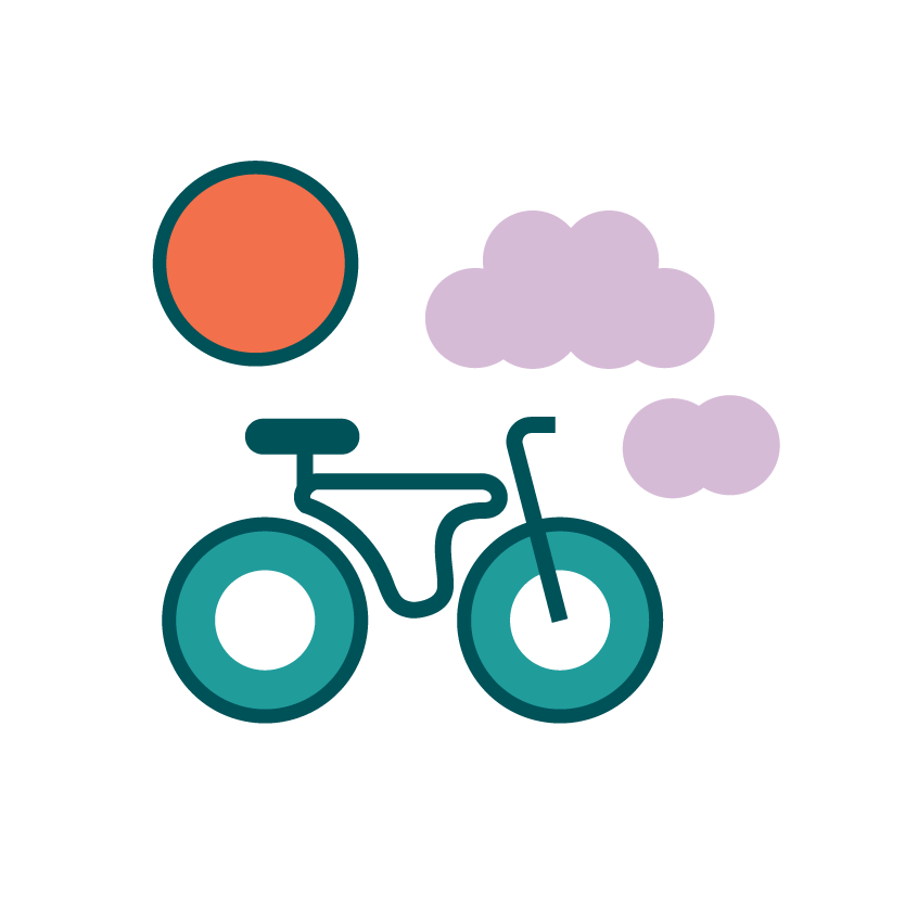 icon of bicycle on sunny day with some clouds