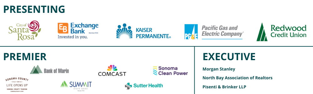EDB Foundation Sponsors. Presenting: City of Santa Rosa, Exchange Bank, Kaiser Permanente, Pacific Gas and Electric Company, Redwood Credit Union. Premier: Bank of Marin, Comcast, Sonoma Clean Power, Sonoma County Tourism, Summit State Bank, Sutter Health. Executive: Morgan Stanley, North Bay Association of Realtors, Pisenti & Brinker LLP